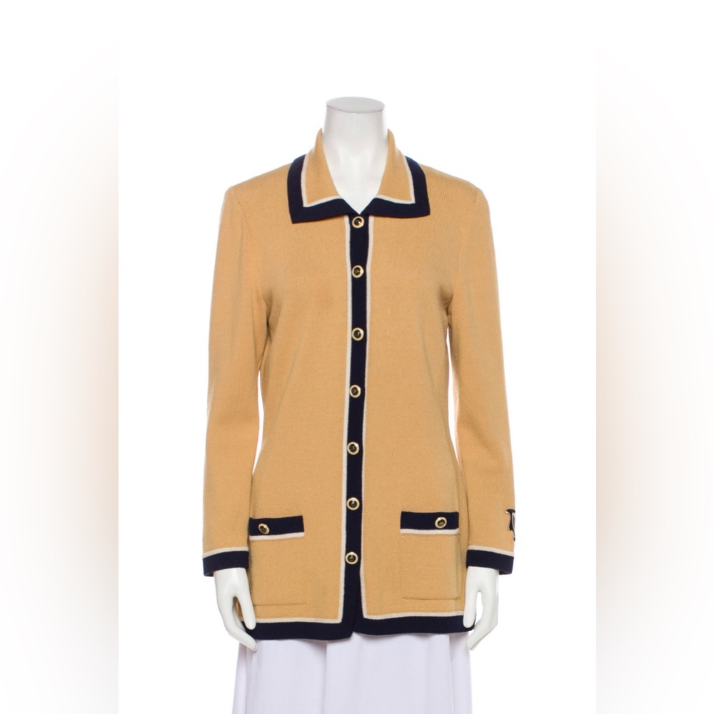 St. John collection color blocks pattern blazer knit sweater cardigan